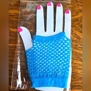 Blue Fingerless Lace Gloves